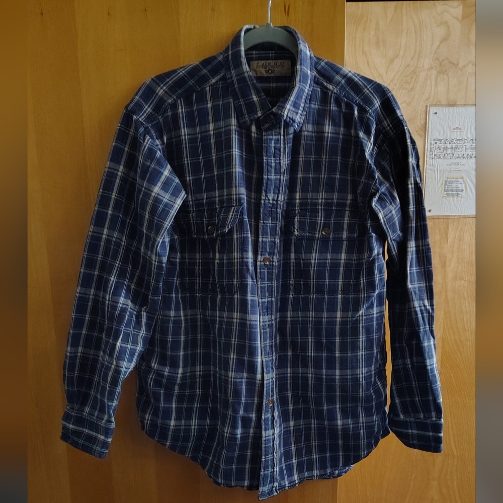 Men's Fargo Clothing Co. Blue Plaid Long Sleeve Button Up Shirt